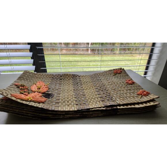 PLACEMENTS & NAPKIN HOLDERS-Mexican -Woven Straw 6 Placemats & 10 Holders - Picture 15 of 15